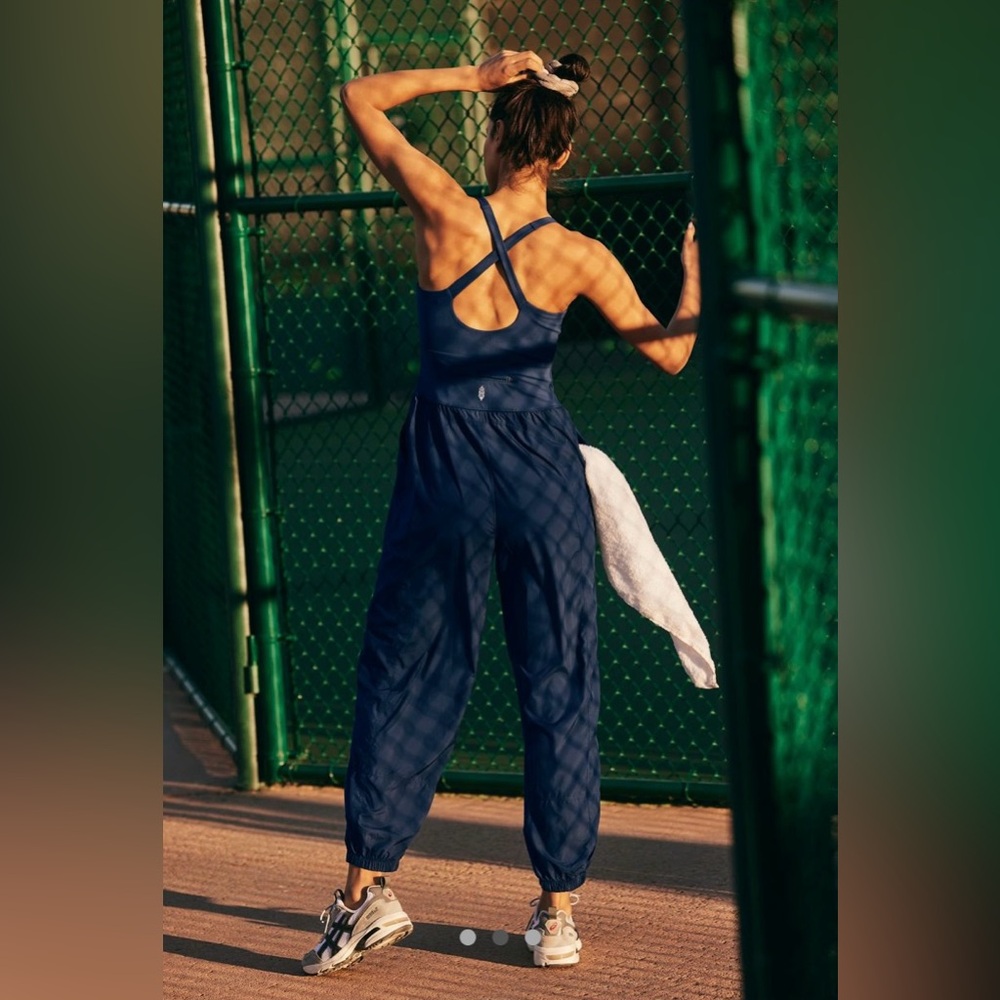 New Free People Movement Righteous Onesie Jumpsuit Sz XS, Blue